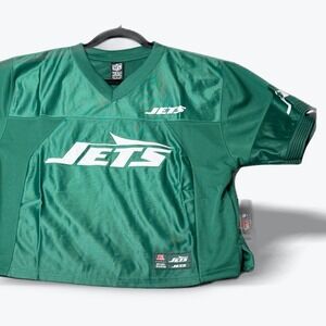 NFL New York Jets Cropped Womens Jersey Team Apparel Boxy Green V Neck Large NEW